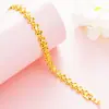 Pulsera de imitación de oro de 8 mm chapada en oro de 24 quilates, joyería nupcial de imitación de oro para mujer, estilo étnico, con forma de corazón de flor.