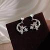 Pendientes de estrella de circonita con forma de corazón, pendientes de celebridades online, pendientes de verano 2023, diseño de nicho, pendientes de elfo lunar.