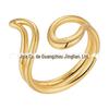 Nicho de latão banhado a ouro 18K design original geométrico oco abertura de enrolamento duplo anel ajustável R224159