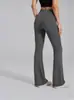 Calças de yoga de cintura alta com efeito de levantamento de bumbum, sensação de pele nua, calças esportivas de perna larga flare para fitness e Pilates, calças pantalona justas no corpo para mulheres