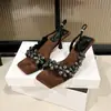 Zapatos de Tacón Alto Grueso con Puntera Puntiaguda y Pedrería Estilo Francés para Mujer, Nuevo Modelo Verano 2025, Cómodos de Cuero Versátiles Zapatos de Boda