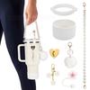 Accesorios para la Copa Stanley Tapa de Popote Compatible 30/40 oz Bolsa de Mano Perlada con Cadena Colgante Llavero Colgante Bola de Pelo