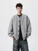 Sudadera Cardigan Botones Cuello de Béisbol Americano para Hombre Otoño Tendencia Casual Chaqueta de Pareja High Street Holgada Versátil