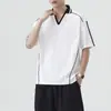 Camiseta de Manga Corta Transfronteriza de Marca de Moda Estilo Americano Nueva de Verano para Hombre, Ajuste Holgado Moderno, Camiseta Casual de Media Manga para Estudiante