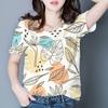 2025 Comércio Exterior Transfronteiriço Amazon Camiseta Feminina Floral Manga Curta Estampada Gola Redonda Estilo Fino Venda Quente Transfronteiriça