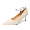 9888J-190 Corrente de Cristal Sapatos Elegantes de Bico Fino Estilo Fada Salto Alto Salto Agulha Feminino Belas Socialites