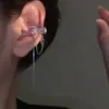 Clip largo para hueso de la oreja con borla de lazo de pedrería de alta calidad, aretes de estilo dulce y picante de alta calidad para mujer, únicos, se pueden usar sin perforaciones