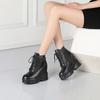 Botas Femininas Estilo Martin Novo Outono/Inverno com Aumento de Altura Escondido, Estilo Britânico, Botas Curtas Versáteis da Moda, Botas Femininas de Couro Genuíno