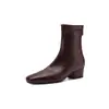 Botines elegantes de estilo británico para adelgazar de 4 cm, nueva colección otoño/invierno 2026, punta cuadrada, tacón grueso, cremallera trasera, botines elásticos adelgazantes