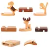 Soporte Creativo para Teléfono Móvil de Madera Maciza Personalizado Adornos Decorativos de Dibujos Animados de Animales Regalo de Cumpleaños Artefacto Perezoso para Drama en la Mesita de Noche