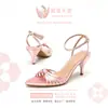 Nuevas sandalias de tacón alto de punta abierta para primavera y verano, cómodas y no cansan, zapatos de tacón alto para mujer de baile latino, zapatos de tacón de una sola tira, modernos y elegantes