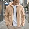 2026 Nueva chaqueta de moda urbana de estilo americano para otoño e invierno, para hombre, de doble cara, polar, corte holgado, con capucha y cremallera