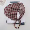 Bufanda de Gasa Estampada Suave Hecha a Mano con Perlas para Mujer, Delicado Pañuelo para Sesión de Fotos Estilo Bosque Pastoral, Bufanda Delgada Decorativa