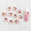 Novos acessórios de nail art de pêssego com fundo transparente bicolor, celebridade da internet, borda dourada, coração de cor mista transparente, acessórios para capa de celular DIY
