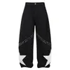 Calça jeans wide leg com decoração de rebite metálico curvo nos punhos, patchwork de estrela de cinco pontas, cintura alta, solta, calça comprida, homens e mulheres