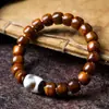 Pulseira Original de Osso de Iaque do Tibete com Contas Dzi, Contas Dzi de Dois Olhos, Contas de Oração Budistas, Estilo Étnico