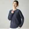 Suéter de Punto de Cachemira con Temperamento de Lujo Ligero para Mujer, Holgado, Cuello Redondo, Nuevo Estilo 2026, Color Sólido, Tejido Cálido