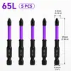 Juego S2 Morado de Puntas Phillips Magnéticas Fuertes con Alto Torque, Antideslizantes, para Taladros y Destornilladores Eléctricos, Puntas Phillips de Alta Dureza