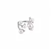 Anillo abierto de moda con circonita y perla, lujo ligero con un toque de alta gama, anillo elegante con diseño de estilo francés, joyería de moda y versátil
