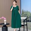 Vestido de Algodón Seda de Verano para Mujeres de Mediana Edad y Mayores Talla Grande Plus Suelto Ropa de Casa de Manga Corta para Madre Camisón Se Puede Usar Afuera