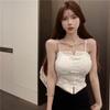 Primavera 2025 Estilo Nacional Sexy Chica Caliente Tirantes Pequeños Nuevo Ajuste Entallado Chaleco Corto sin Mangas con Copas Top