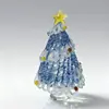 11cm Artesanía de Vidrio Zibo Adorno Hecho a Mano con Alambre Dibujado Árbol de Navidad Decoración de Escritorio Regalo de Navidad