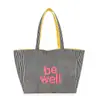 [Venta Caliente de Tienda] Bolso Tote Coreano de Gran Capacidad Reversible Nuevo Rayado Casual Hombro Textura Bordada Vela