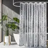 Cortina de Ducha con Patrón de Guijarros, Cortina Gruesa Impermeable para Partición de Baño, Peva Translúcido Mate Separación Seco-Húmedo, Estilo Lujo Ligero