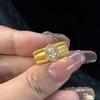 Anillo de estilo retro con cordón ajustable y apertura ancha con diamantes brillantes de la época medieval para mujer