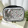 Bolsa de Maquiagem Fofa de Gatinho Transparente Grande Capacidade Portátil de Mão Armazenamento de Viagem Necessaire Desenho Animado Armazenamento Compartimentado