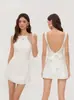 Nuevo Vestido Cruzado Elegante sin Espalda con Lazo para Mujer 2026, Vestido Corto Francés sin Mangas Ajustado para Primavera/Verano