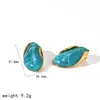 Pendientes Irregulares de Resina Estilo Ins para Mujer Retro Elegante Ámbar Oro 18K Sentido Premium Pendientes de Acero Inoxidable Pendientes