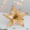 Hromeo25cm lentejuelas franela flor de Navidad color champán dorado flor de simulación decoración de árbol de Navidad accesorios DIY