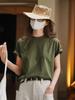 Verano Nuevo Estilo Coreano Simple y Moderno Camiseta Básica de Manga Corta Silueta Holgada Top Casual Ajustado para Mujer