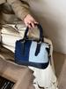 Bolsa Jeans Individual Externa Feminina Versátil 2025 Nova Casual Transversal Cor Contrastante Portátil Boston Bowling Bag