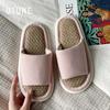 Pantuflas de verano de lino para mujer con suela gruesa para primavera y otoño, para el hogar, para pareja, para interior, para piso de madera, pantuflas de algodón y lino para las cuatro estaciones para hombre