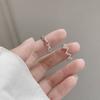 Anillo de plata de ley S925 para mujer, sencillo, redondo, con cuentas, onda, abierto, versátil, con cadena de cierre, anillo de plata