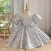Vestido de Primeiro Aniversário para Menina 2022 Novo Estilo Azul Elegante Vestido de Princesa Vestido para Apresentação de Piano Pequena Anfitriã