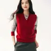 Chaleco de Cachemir con Cuello en V sin Mangas Tejido para Mujer 2026 Otoño e Invierno Chaleco de Cachemir Holgado para Superponer