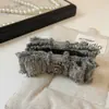 Pinza de Garra para Cola de Caballo Alta de Tela Vintage con Lazo de Tweed Inspirado en Chanel y Clip Banana de Pedrería Cuadrada Peine de Pinza Bb a la Moda