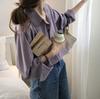 Productos europeos 2023 primavera y otoño sentido del diseño nicho estilo Hong Kong camisa morado taro blusa de mujer camisa de manga larga sedosa con caída