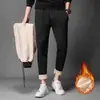 Otoño e Invierno Pantalones Casuales de Forro Polar de Cordero para Hombre con Bolsillo con Cremallera Grueso Talla Grande Suelto Cubre Carne Cálido