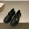 Zapatos de Cuero Pequeños Estilo Británico con Suela Gruesa para Mujer 2023 Primavera Retro Punta Cuadrada Mary Janes Mocasines