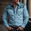 Estación Independiente de Amazon Transfronteriza Europea y Americana Nuevas Camisas de Manga Larga de Moda Occidental Impresas en 3D para Hombre