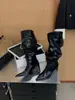 Elegantes y sofisticadas botas de caña alta plisadas con punta fina y tacón de cuña para mujer, nuevo estilo otoño e invierno 2026, elegantes botas de montar por encima de la rodilla