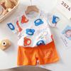 Novo Desgaste Infantil Terno de manga curta Shorts de manga curta Verão das meninas Camiseta masculina de uma peça Roupas de bebê de duas peças
