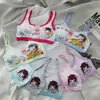 Roupa íntima para meninas estudantes, crianças do ensino fundamental, estilo cartoon, camisola pequena confortável, período de desenvolvimento da puberdade, design de desenho animado, sutiã sem aro