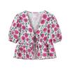 Verano 2025 Nueva ropa transfronteriza europea y americana para mujer, moda urbana, cuello en V, estampado, con cordones, camisa de manga corta, falda, traje