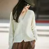 Suéter de lana cepillada, nueva colección otoño/invierno 2026, mezcla de cachemir y lana, prêt-à-porter premium, cárdigan de punto con cuello en V, mangas largas