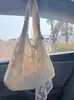 Bolsa de lona com laço de renda doce estilo coreano para mulheres, novo modelo 2025, bolsa de ombro tote de grande capacidade, bolsa de axila para o dia a dia